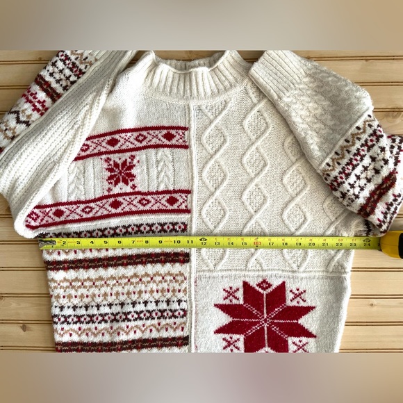 VTG Style American Eagle Winter Fair Isle Snowflake Mock Neck Sweater Size L - Picture 8 of 11